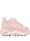 Buffalo Classic Platfor Sneakers In Rose-pink Leather In Baby Pink