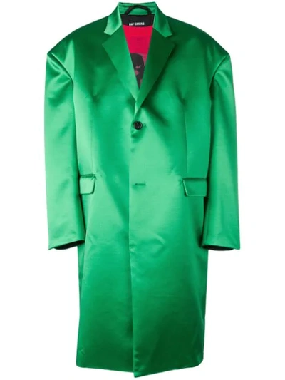 Raf Simons Satin Oversized Coat In Green