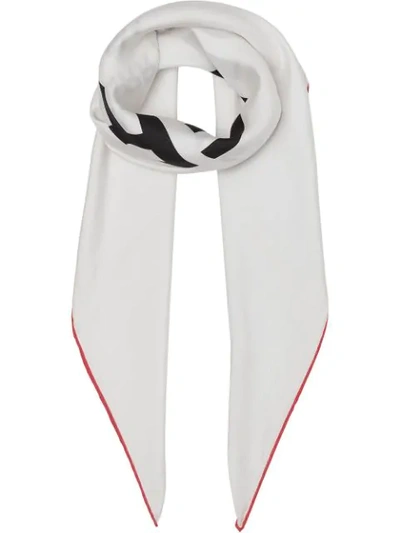 Burberry Horseferry Print Square Silk Scarf In White