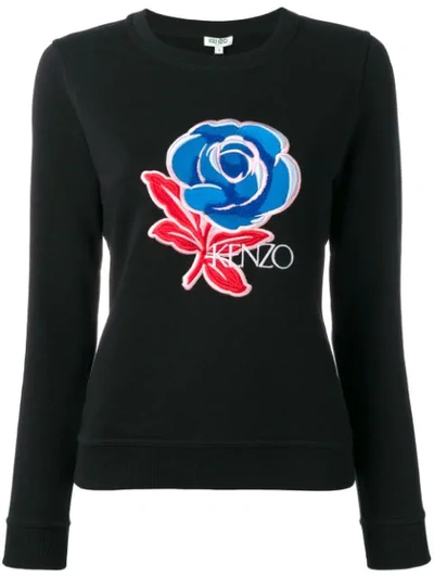 Kenzo Floral Embroidered Sweatshirt In Black