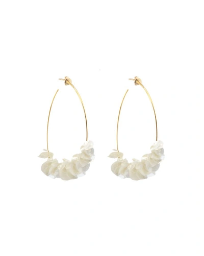 Mignonne Gavigan Lolita Sequin Flower Hoop Earrings In White/gold