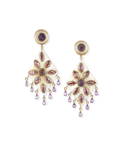 Ashley Pittman Ibada Horn & Amethyst Drop Earrings, Light In Light Brown