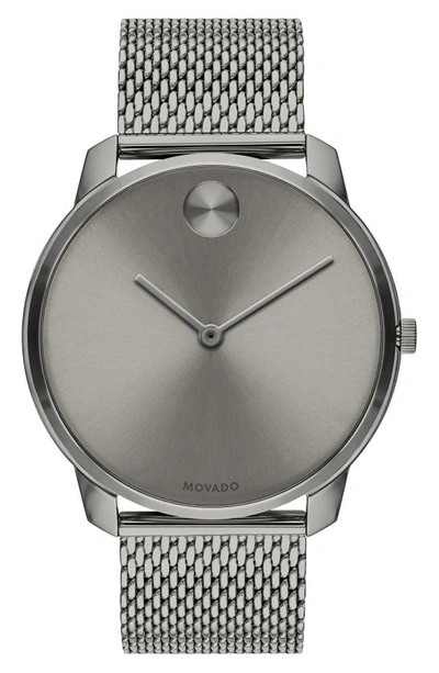 Movado Men's Bold Thin Mesh-bracelet Watch, Gray In Gunmetal