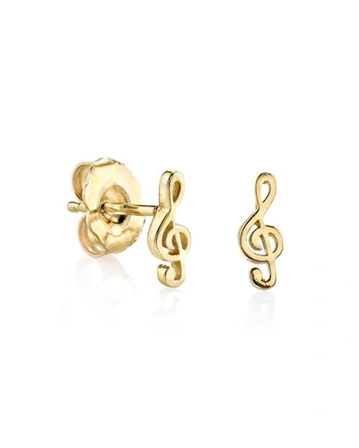 Sydney Evan Girls' Treble Clef Stud Earrings In Gold