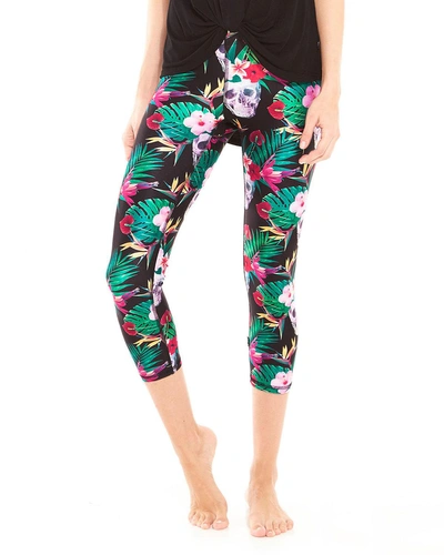 Terez Luau Skull Cropped Leggings In Black