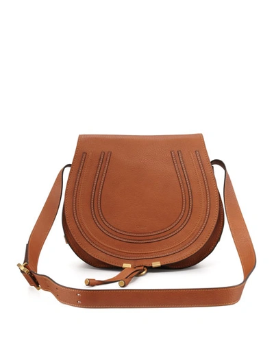 Chloé Marcie Medium Leather Crossbody Bag, Gray In Tan