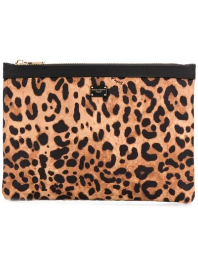 Dolce & Gabbana Leopard Print Make Up Bag In Neutrals