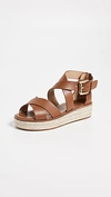 Michael Michael Kors Darby Leather Flatform Espadrille Sandals In Luggage
