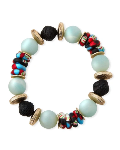 Akola Alternating Amazonite & Glass Bead Bracelet In Blue