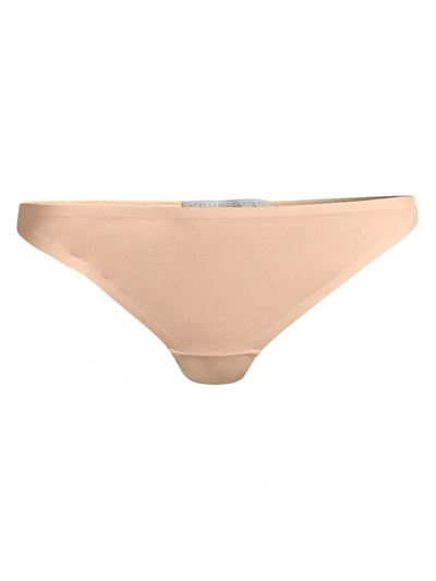 Stella Mccartney Lace Trim Smooth Thong In Nude