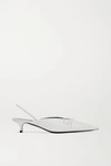 Balenciaga Leather Bow Knife Slingback Mules 40 In White