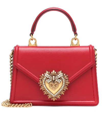 Dolce & Gabbana Small Devotion Leather Shoulder Bag In Red