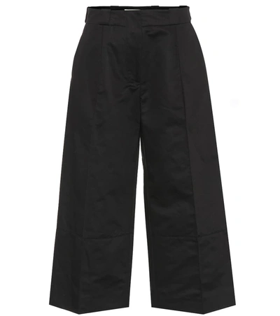 Marni Wide-leg Cropped Virgin-wool Woven Pants In Black