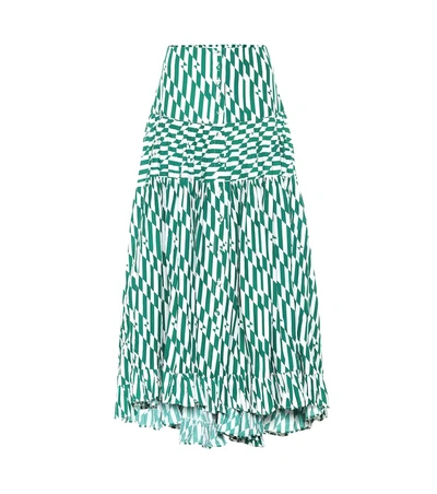Alexandra Miro Penelope Printed Cotton Maxi Skirt In Green