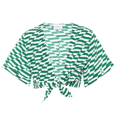 Alexandra Miro Sandy Printed Cotton Crop Top In Green