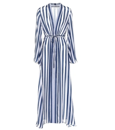 Alexandra Miro Betty Striped Chiffon Gown In Blue