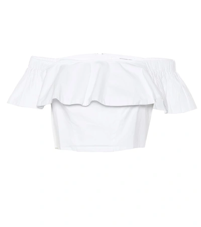 Alexandra Miro Selma Ruffled Cotton Crop Top In White