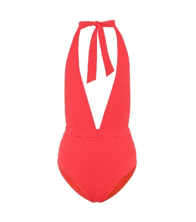 Alexandra Miro Eva Halterneck Swimsuit In Red