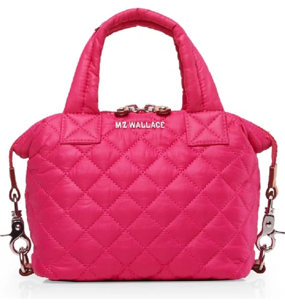 Mz Wallace Micro Sutton Satchel In Bright Pink/silver