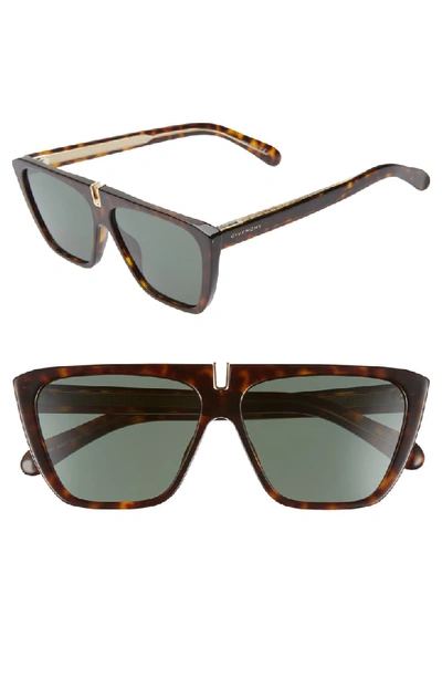 Givenchy 58mm Flat Top Sunglasses - Dark Havana/ Green