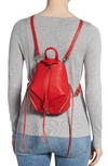 Rebecca Minkoff Mini Julian Pebbled Leather Convertible Backpack - Red In Tomato