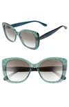 Bottega Veneta 53mm Cat Eye Sunglasses In Green/ Green