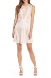 Adelyn Rae Trina Lace Fit & Flare Dress In White-nude