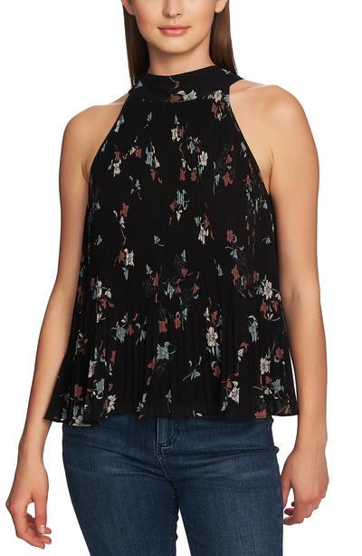 1.state Floral Belle Mix Pleat Halter Top In Rich Black