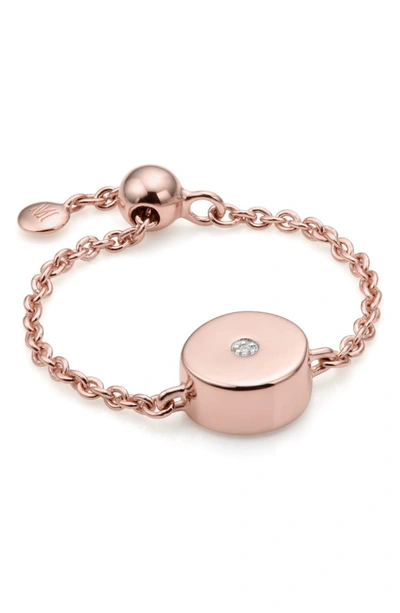 Monica Vinader Linear Solo Diamond Friendship Chain Ring In Rose Gold/ Diamond