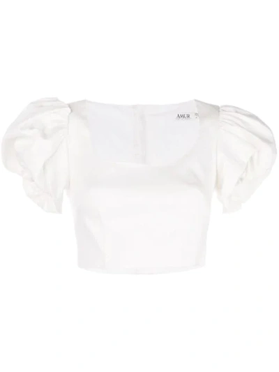 Amur Jacey Stretch Organic Cotton Crop Top In White