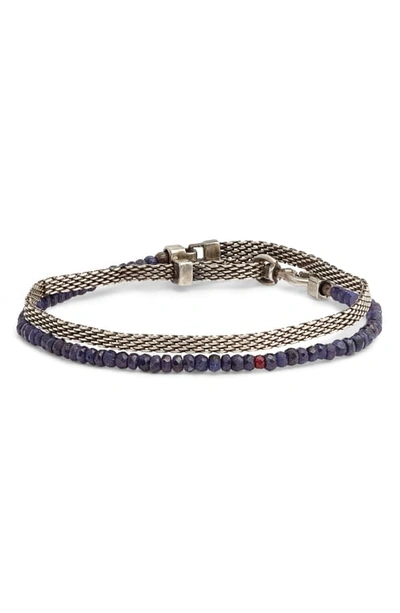 Title Of Work Wrap Bracelet In Silver/ Navy/ Red