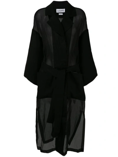 Loewe Organdy Oversized Belted Coat In Black