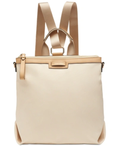 Calvin Klein Calvn Klein Lane Backpack Logo Crossbody In Light Sand/silver