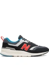 New Balance 997 Suede And Mesh Sneakers In Magnet/energy Red