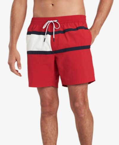 Tommy Hilfiger Men's Tommy Flag 6.5" Swim Trunks, Created For Macy's In Apple Red