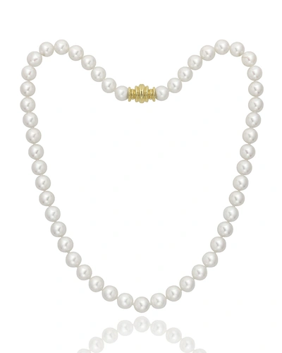 Assael 16" Akoya Cultured 8mm Pearl Necklace With Yellow Gold Clasp In White