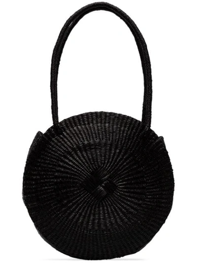 Sensi Studio Black Circle Woven Straw Shoulder Bag