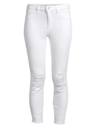 L Agence Margot High-rise Ankle Skinny Distressed Jeans In Blanc Destruct