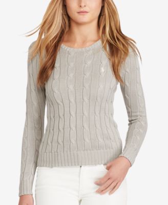Polo Ralph Lauren Julianna Cable Knit Sweater In Oxford Gray | ModeSens