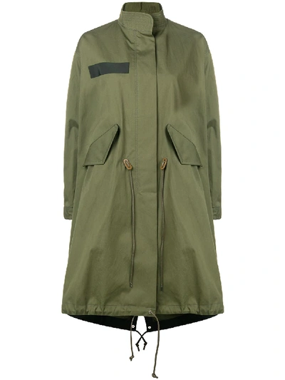 Sacai Asymmetric Cotton-gabardine Parka In Green