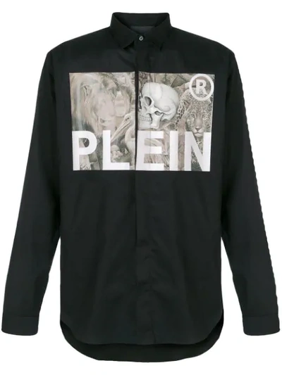 Philipp Plein Logo Patch Fitted Shirt In Black