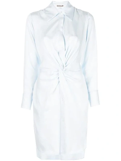Secular.lab Shirt Dress With Knot Detail In Blue