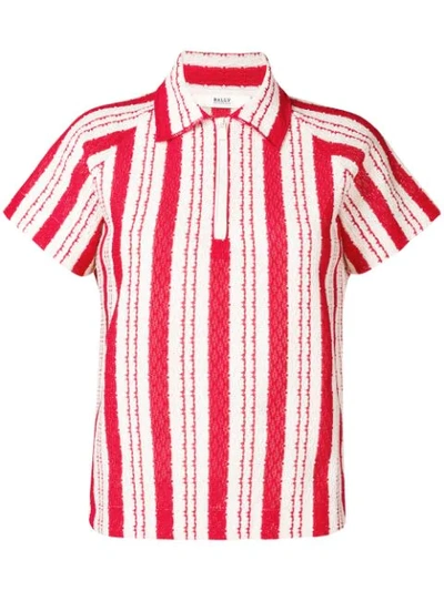 Bally Striped Woven Polo Shirt In Red