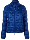 Moncler Embossed Logo Padded Jacket In Blue