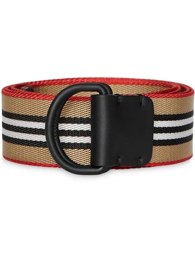Burberry Icon Stripe Double D-ring Belt In Beige