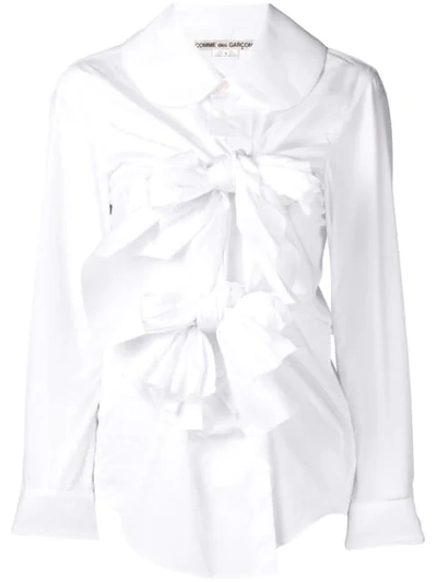 Comme Des Garçons Tie Knot Front Shirt In White