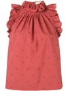 Ulla Johnson Frilled Sleeveless Top In Red
