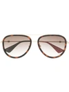 Gucci Aviator Frame Sunglasses In Gold