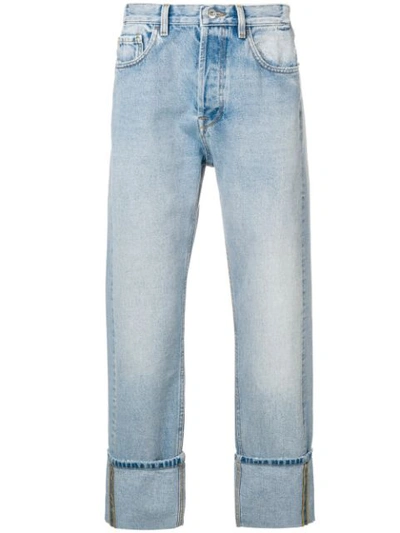 Valentino Men's Loose-fit Cuffed-hem Jeans In Denim Chiaro
