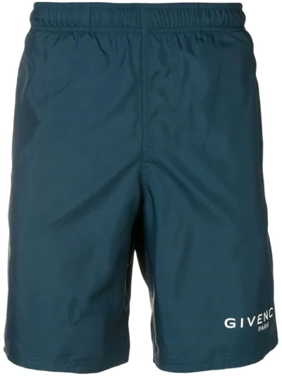 Givenchy Logo Swim Shorts In Blue